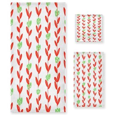 Imagem de Wassud Conjunto de 3 toalhas de banho com folhas de ramo floral, toalhas super macias e absorventes para banheiro, toalhas de banho de secagem rápida, toalha de banho para academia, spa, hotel
