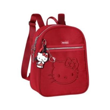 Imagem de Mochila Feminina Bordada Hello Kitty Bolsa Casual com Chaveiros-Feminino