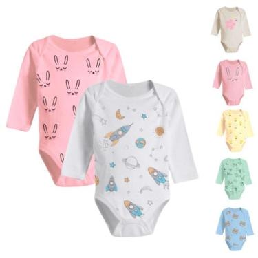 Imagem de Body Bebê Manga Longa Estampado Enxoval 100% Algodão P M G - Koala Bab