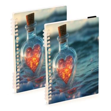Imagem de Burbuja Cadernos de coração em garrafa, papel pautado universitário A5 com 60 folhas, fichário para diário, escritório, 2 unidades