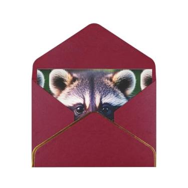 Imagem de SKKNT Carinha de guaxinim 1 cartões de felicitações impressos para todas as ocasiões, convites de festa de aniversário de casamento, 12,7 x 15,2 cm