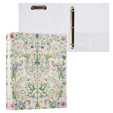 Imagem de STAYTOP Organizador de fichário redondo vintage de flores silvestres, fichário de 3 anéis com prancheta (carta A4), fichário fofo para material de escritório escolar