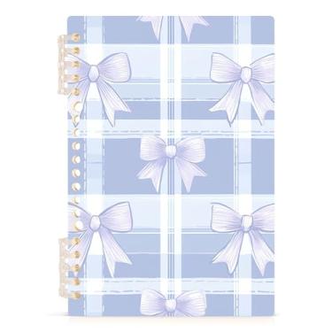 Imagem de Burbuja Caderno xadrez Blue Bows, papel pautado universitário A5 com 60 folhas, fichário para escritório, 1 pacote