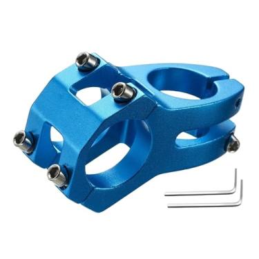 Imagem de Mesa de guidão ultraleve de liga de alumínio para bicicletas de estrada e MTB, 31,8 mm, usinada em CNC, para peças de ciclismo. Mesa curta com elevação em liga de alumínio.(Blue)
