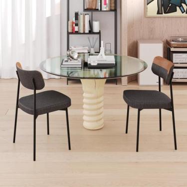 Imagem de Cadeira de Jantar Mynna Tecido Mesclado Est.Preta - Metalig