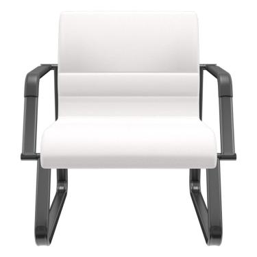 Imagem de Cadeira De Escritório Recepção Com Braço Fixa Preta Lev P03 Vinil Branco - Lyam Decor