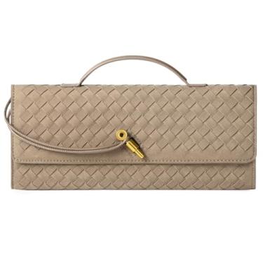 Imagem de XquiziFit Bolsas de mão femininas de tecido de couro para noite bolsas de ombro femininas transversais, Camurça cinza, One Size