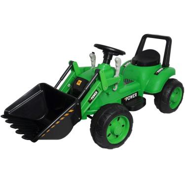 Imagem de Mini Carro Trator Escavadeira Elétrico 6V Infantil Criança Bateria Verde Brinqway BW-081VD Bivolt