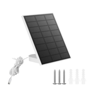 Imagem de Painel solar para câmera de segurança externa sem fio, painel solar de 2 W, suporte de parede ajustável, à prova de poeira, à prova d'água IP66, cabo de 2 m, branco