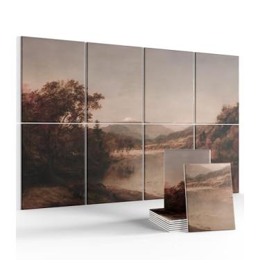 Imagem de Painéis acústicos de arte de parede, painéis de parede à prova de som de 88 x 61 cm - pacote com 8 abas adesivas removíveis seguras, painéis decorativos de absorção de som para sala de estar e estúdio
