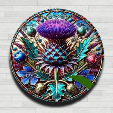 Imagem de Placa de alumínio ornamentada de 20 x 20,32 cm, design circular, vintage, ideal para decoração de casa, bar, café ou garagem