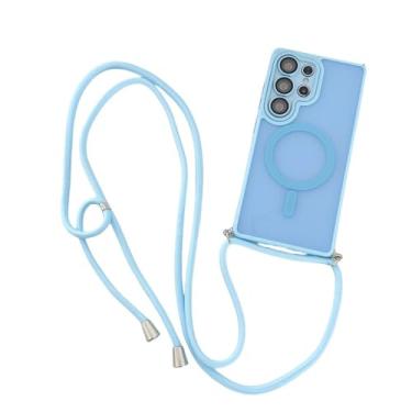 Imagem de Cordão ajustável com cordão para carregamento sem fio e capa protetora de lente para Samsung S25 S23 S24 Ultra S22 Plus, azul-celeste, para S25 Ultra