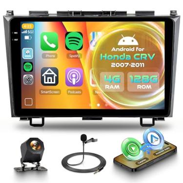 Imagem de Orderich Rádio automotivo Android 4G + 128G para Honda CRV 2007-2011 com carro sem fio CarPlay Android Auto, tela sensível ao toque de 23 cm, conexão de espelho estéreo para carro, navegação GPS, WiFi