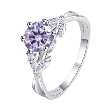 Imagem de Anel Solitário De Diamante Moissanite De 1ct Para Mulheres Em Prata Es