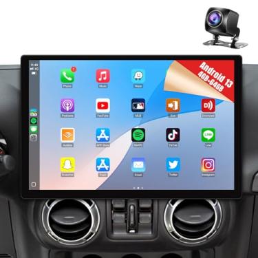 Imagem de Naifay 4G + 64G Android 13 estéreo para Jeep Wrangler Dodge Ram Radio Upgrade, tela 2K 13,1 polegadas para JK Compass Car Stereo com Carplay Android Auto GPS Navigation SWC Mirrorlink