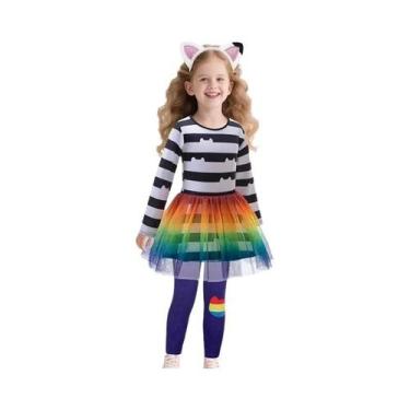 Imagem de Conjunto De Fantasia De Gato Gabby Arco-Íris Para Meninas Com Tiara, 3