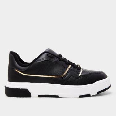 Imagem de Tênis Vizzano Casual Feminino, Preto, Dourado, 37