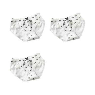 Imagem de Calcinhas De Algodão Femininas 3PCS Design De Borboleta Cintura Média 