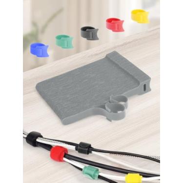 Imagem de 60 peças de abraçadeiras reutilizáveis de 15 cm, braçadeira de jardim, etiqueta de cabo, alças ajustáveis, organizador de cabos, gerenciamento de cabos de envoltório e gancho, organizador de cabos