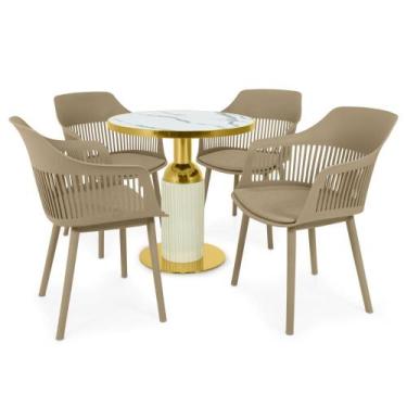 Imagem de Conjunto Mesa de Jantar Redonda Imperial 70cm Branca com 4 Cadeiras Es