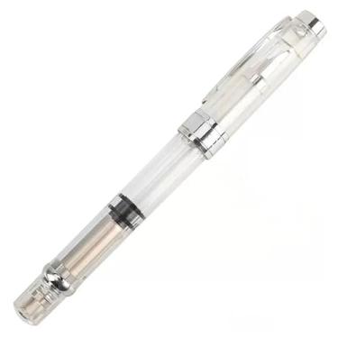 Imagem de GAFNED Caneta-tinteiro F Nib 0,5 mm EF Nib 0,38 mm para escolher 1 peça/lote canetas de tinta colorida transparente para escrever material de escritório escolar (clipe prata dourado, F)