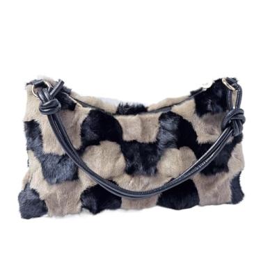 Imagem de VEVEL Bolsa de ombro de pele de vison real, bolsas e bolsas femininas de luxo bolsas transversais de pele de alta qualidade para mulheres bolsa de mão, J, One Size