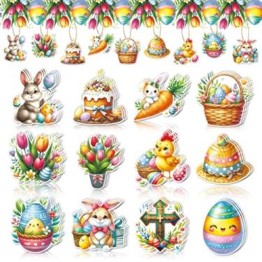 Imagem de 12 enfeites de Páscoa, decorações coloridas feitas à mão para árvore de Páscoa, festa em casa, artesanato de primavera, presentes faça você mesmo, recheios de cesta de caça ao ovo