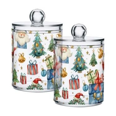 Imagem de xigua Pacote com 4 lindos suportes de Natal para bolas de algodão, cotonete – Frasco de plástico de boticário de armazenamento versátil transparente de 4 ml para banheiro e organização de