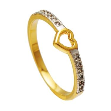 Imagem de Anel com Pequeno Coração Vazado Folheado A Ouro 18K (19)