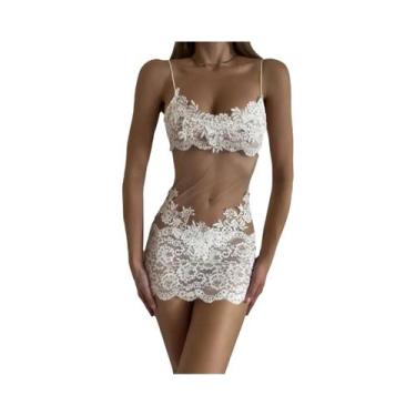 Imagem de Conjunto De Lingerie Sexy Em Tule Preto Transparente Com Sutiã E Saia,