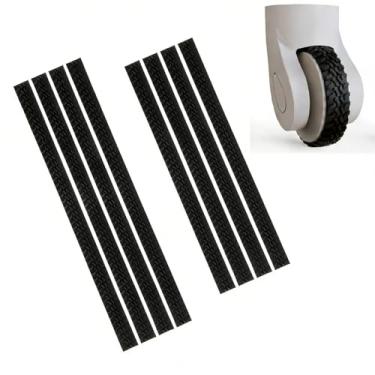 Imagem de EKIND 8 peças de protetores de roda pretos para bagagem, capas de silicone, anti-ruído, resistente ao desgaste, ajuste cortável, mala giratória, mala de viagem, cadeira de escritório (padrão off-road)