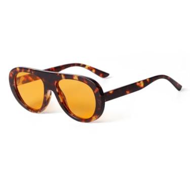 Imagem de Óculos de Sol Oversized Femininos com Lentes Azuis e Armação Grande Tartaruga, Óculos de Sol Masculinos com Proteção UV(3)