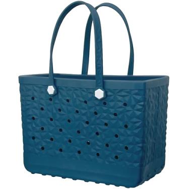 Imagem de LiAYiD Bolsa de borracha para praia, impermeável, grande, de silicone EVA para natação na praia e piscina, Azul-petróleo da meia-noite, Large