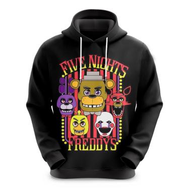 Imagem de Blusa Moletom Sublimação Blusão Full Print com Capuz Jogos Filmes Fnaf Novidade-Unissex