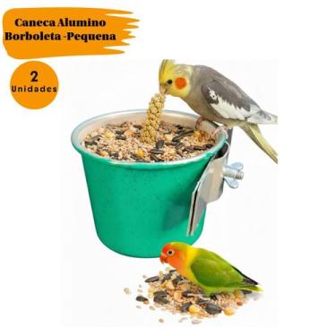 Imagem de 2 Canecas Pequena 190ml em Aluminio c/ Borboleta- Comedouro ou Bebedou