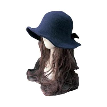 Imagem de Chapéu De Lã Vintage Feminino Estilo Bowler, Chapéu De Inverno Preto, 