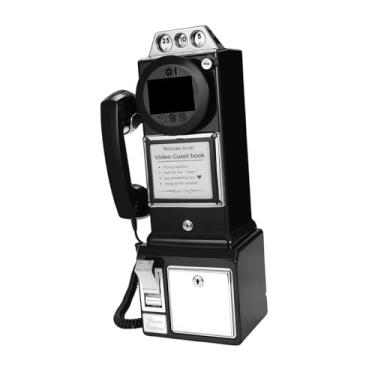 Imagem de Fancyes Livro de assinaturas com vídeo e áudio para casamento, telefone para assinaturas com áudio, gravador de mensagens telefônicas, Preto