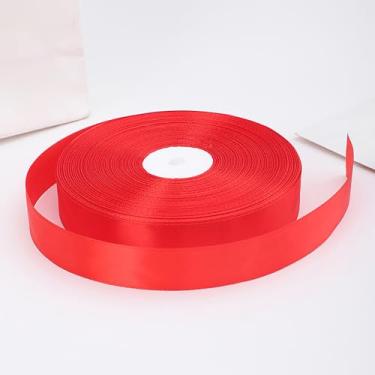 Imagem de Rolo de fita de cetim vermelho com rosa, fita para bricolage, embrulho de presente, decoração de casamento, arranjos florais