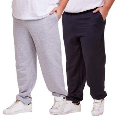 Imagem de Kit 2 Calça Moletom Punho Fit Slim Masculino Plus Size - Daze, Cinza p
