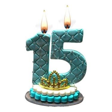 Imagem de Vela Biscuit Topo Bolo Pronta Entrega 15 Anos Tiffany - atelie fly art