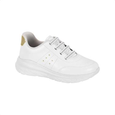 Imagem de Tênis Casual Infantil Feminino Branco Com Dourado-Feminino