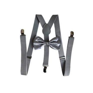 Imagem de 5 Kits Suspensório + Gravata Borboleta Adulto - STYLESTORE, Cinza, Inf