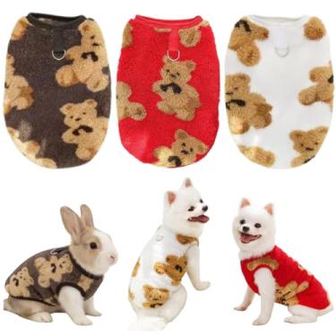 Imagem de 3 peças de roupas de coelho de estimação, coletes confortáveis para cães, coletes bonitos e quentes, roupas compatíveis com coleira para coelhos, esquilos, furões, chinchilas, gatos, cães e outros