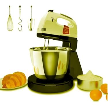 Imagem de Batedeiras de suporte, 7 velocidades com tigela de aço inoxidável 3QT, batedeira de suporte e mão com gancho de massa, batedor, batedor de mistura para assar, bolo, biscoito, amassar (PD1)