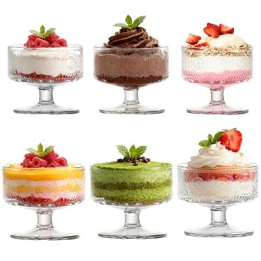 Imagem de Dylvan Conjunto de 6 tigelas de sobremesa de vidro, copos de sudae elegantes de 173 g para sorvete, frutas, salada e pudim
