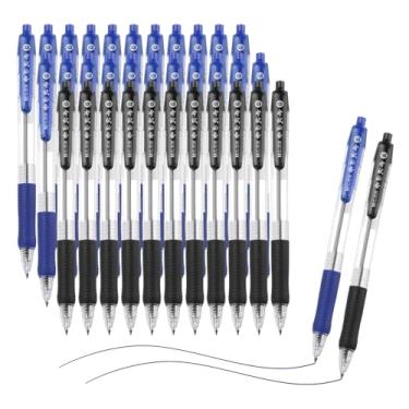 Imagem de PATIKIL Caneta esferográfica, 36 peças, 0,5 mm, tinta preta/azul, retrátil, caneta esferográfica de ponto médio, suprimentos de escrita para diário, casa, escritório, transparente