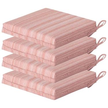 Imagem de Localive Almofada para cadeira de jantar ao ar livre 50,8 cm x 50,8 cm 4 peças - tiras de amarração para ajuste seguro, repelente de água, resistente a UV, 50% tecido reciclado sem PFAS, 3 anos de