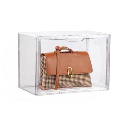 Imagem de Caixa Organizadora Acrílica Grande para Bolsas 1500g - Transparente, Empilhável com Proteção Antipoeira para Armazenamento em Closet e Quarto (2 unidades)