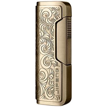 Imagem de W.SWAN Isqueiro de charuto bronze esculpido chama de jato único à prova de vento butano recarregável isqueiro tocha a gás