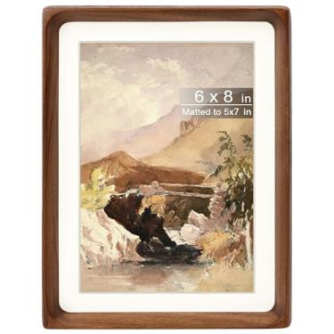 Imagem de Gdfmsc Porta-retrato 15 x 20 cm com tapete para 13 x 18 cm, canto arredondado feito à mão com vidro verdadeiro, moldura de parede e mesa para galeria de fotos vertical ou horizontal